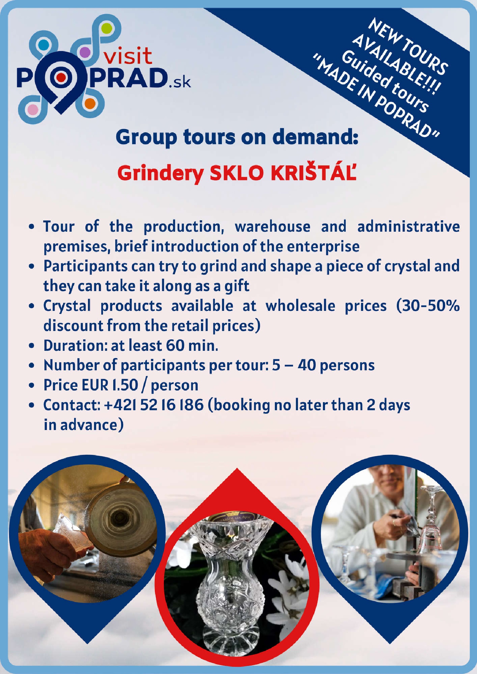 Glass-Crystal Grinding Shop (Duration: 1 hour), Price: 1.50 €