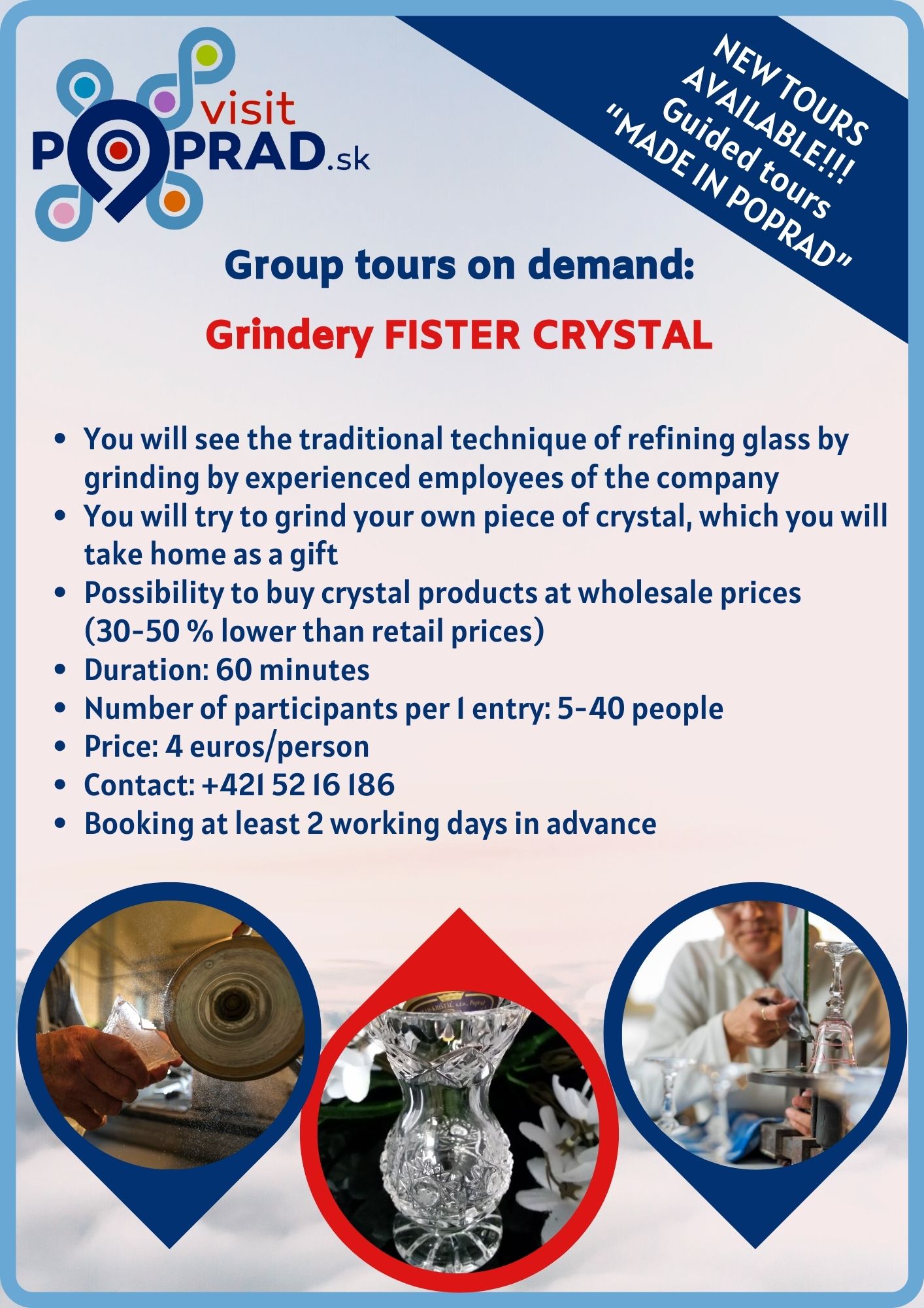 Glass-Crystal Grinding Shop (Duration: 1 hour), Price: 4 €